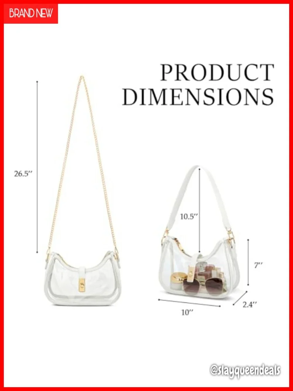 Crescent Hobo Shoulder Bag Vegan Leather PVC Chain Strap Crossbody